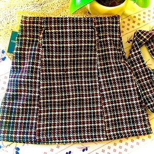🐱Belted Tweed Houndstooth Mini Skirt🐱